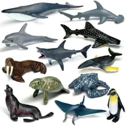 12pcs/set Updated Simulated Marine Animals Penguin Toy Model Realistic Sea Life Turtle Whale Toys For Children Christmas Gifts
