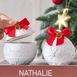 Christmas Relief Snows Berry Candle Jar Silicone Mold DIY Round Ball Storage Box Molds Plaster Resin Making Kit Xmas Crafts Deco