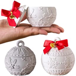 Christmas Relief Snows Berry Candle Jar Silicone Mold DIY Round Ball Storage Box Molds Plaster Resin Making Kit Xmas Crafts Deco