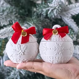 Christmas Relief Snows Berry Candle Jar Silicone Mold DIY Round Ball Storage Box Molds Plaster Resin Making Kit Xmas Crafts Deco