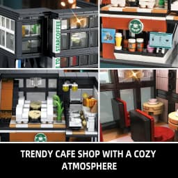Coffee Shop City House Building Blocks Set for Adults, City Street View Construction Toy with Light, Christmas Kid Boy Girl Gift