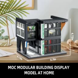 Coffee Shop City House Building Blocks Set for Adults, City Street View Construction Toy with Light, Christmas Kid Boy Girl Gift