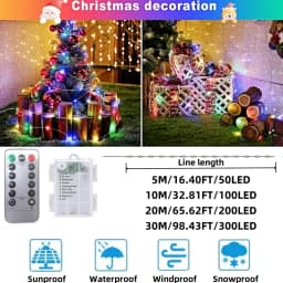 50-300LED Fairy Light Battery Operated, with Remote ,8mode Waterproof Christmas Decorative Light String Birthday, Party, Holiday