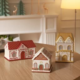 Gingerbread Cottage Candle Jar Concrete Silicone Mold DIY Christmas Candle Vessel Jesmonite Mould Xmas Home Decoration
