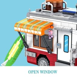 Building Block Canvas Cart Open Door Pickup Truck with Camping equipment Creative Assembled Toys Christmas and Birthday Gifts