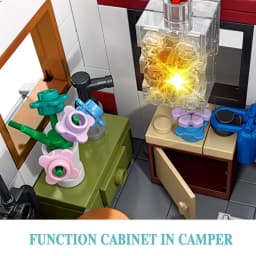 Building Block Canvas Cart Open Door Pickup Truck with Camping equipment Creative Assembled Toys Christmas and Birthday Gifts
