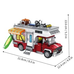 Building Block Canvas Cart Open Door Pickup Truck with Camping equipment Creative Assembled Toys Christmas and Birthday Gifts