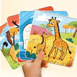 4-in-1 Wild Animals Jigsaw Puzzles for Kids Engaging & Educational Toys Christmas Birthday Gift for Boys Girls Family Activity