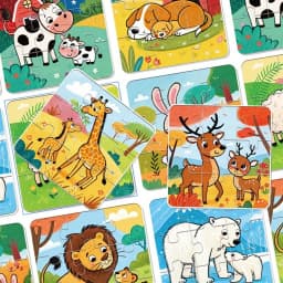 4-in-1 Wild Animals Jigsaw Puzzles for Kids Engaging & Educational Toys Christmas Birthday Gift for Boys Girls Family Activity