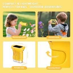 Handheld Kids Microscope Science Education Toy 2.4-Inch Screen 1000x Pocket Microscope Christmas Birthday Gift for Boys & Girls