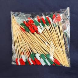 50Pcs Disposable Christmas Bamboo Sticks Creative Santa Claus Xmas Tree Decor Fruit Toothpicks for Cake Dessert Salad Party