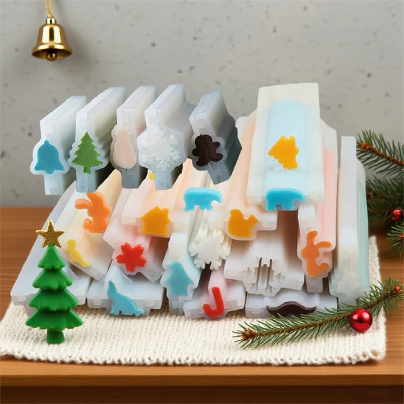 Christmas Tree Elk Beard Tube Column Silicone Candle Soap Mold DIY Embed Soap Making Supplies Silicone Mold Soap