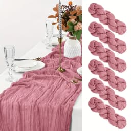 6PCS Gauze Table Runner Wedding Semi-Sheer Vintage Cheesecloth Dining Party Christmas Banquet Arches Cake Wholesale Table Decor