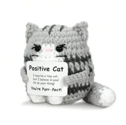 Positive Crochet Cat Mini Animal, an Emotional Boost and Supportive Gift, Fun Crochet Mini Handmade Cat, Suitable for Women, Men, Friends, Mom, Daughter, Son, Plush Duck, Shark, Penguin Decorative Ornaments, Birthday, Christmas Decorations, Graduation Gift