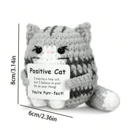 Positive Crochet Cat Mini Animal, an Emotional Boost and Supportive Gift, Fun Crochet Mini Handmade Cat, Suitable for Women, Men, Friends, Mom, Daughter, Son, Plush Duck, Shark, Penguin Decorative Ornaments, Birthday, Christmas Decorations, Graduation Gift