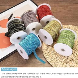 50Yard 10mm Multicolor Shimmer Velvet Ribbon Sparkle Glitter Ribbon For DIY Craft Christmas Gift Wrapping Wedding Decor