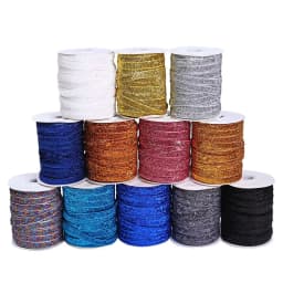 50Yard 10mm Multicolor Shimmer Velvet Ribbon Sparkle Glitter Ribbon For DIY Craft Christmas Gift Wrapping Wedding Decor