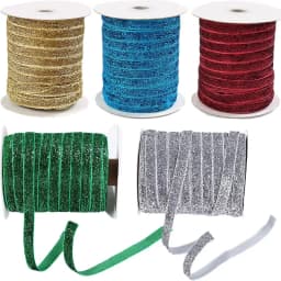 50Yard 10mm Multicolor Shimmer Velvet Ribbon Sparkle Glitter Ribbon For DIY Craft Christmas Gift Wrapping Wedding Decor