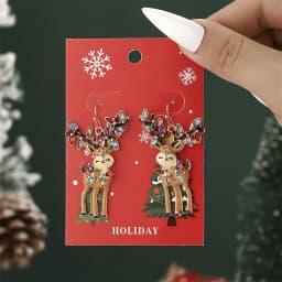 Christmas Drop Earrings For Women Shiny Rhinestone Santa Claus Xmas Tree Snowman Elk Snowflake Long Tassel Dangle Earring Gifts
