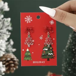 Christmas Drop Earrings For Women Shiny Rhinestone Santa Claus Xmas Tree Snowman Elk Snowflake Long Tassel Dangle Earring Gifts
