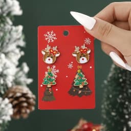 Christmas Drop Earrings For Women Shiny Rhinestone Santa Claus Xmas Tree Snowman Elk Snowflake Long Tassel Dangle Earring Gifts