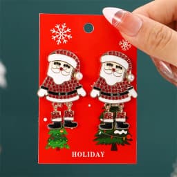 Christmas Drop Earrings For Women Shiny Rhinestone Santa Claus Xmas Tree Snowman Elk Snowflake Long Tassel Dangle Earring Gifts