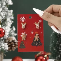 Christmas Drop Earrings For Women Shiny Rhinestone Santa Claus Xmas Tree Snowman Elk Snowflake Long Tassel Dangle Earring Gifts