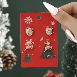 Christmas Drop Earrings For Women Shiny Rhinestone Santa Claus Xmas Tree Snowman Elk Snowflake Long Tassel Dangle Earring Gifts