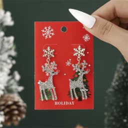 Christmas Drop Earrings For Women Shiny Rhinestone Santa Claus Xmas Tree Snowman Elk Snowflake Long Tassel Dangle Earring Gifts