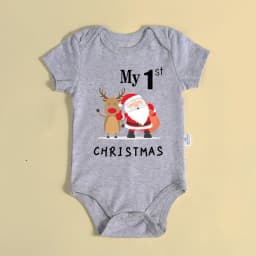 My 1st Christmas Santa Claus Elk Print Newborn Cute Short Sleeve Romper Red Cotton Baby Boys Girls Bodysuit