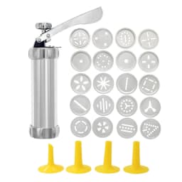 Cookie Press Gun and Icing Set Christmas Spritz Alloy Churro Maker With 4 Pastry Tip 20 Discs Biscuit Mold Tool