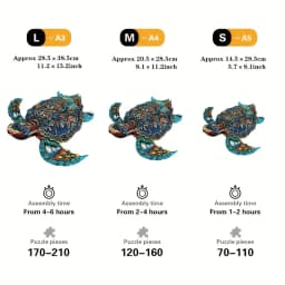 Turtle Wooden Jigsaw Puzzles for Adults Kids,Animal Shaped Pieces Jigsaw Puzzles Toys with Package, Christmas Gift Home Decor