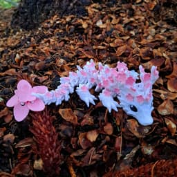 Vibrant 3D Printed Cherry Blossom Dragon Statue - Colorful and Complex Flower Design, Suitable for Christmas and New Year Gifts