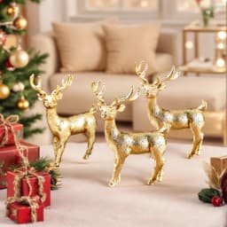 3PCS, Christmas mini Reindeer Resin Ornaments, colorful Three-Dimensional Deer Table Decoration Handicrafts