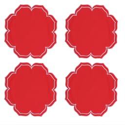 Lotus Shaped Embroidered Edge Napkins 4pcs/set Thickened Pure Cotton Breathable Placemats for Weddings Christmas Daily Party