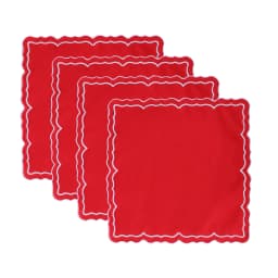 Lotus Shaped Embroidered Edge Napkins 4pcs/set Thickened Pure Cotton Breathable Placemats for Weddings Christmas Daily Party