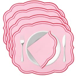 Lotus Shaped Embroidered Edge Napkins 4pcs/set Thickened Pure Cotton Breathable Placemats for Weddings Christmas Daily Party