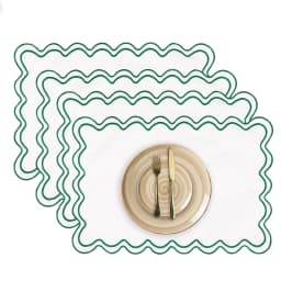 Lotus Shaped Embroidered Edge Napkins 4pcs/set Thickened Pure Cotton Breathable Placemats for Weddings Christmas Daily Party