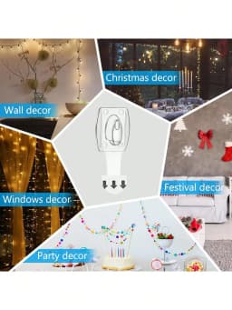 6/12/20/40pcs Mini Damage-Free Waterproof Wall Hooks for Home Hanging Christmas String Lights Garland Adhesive Decoration Clips