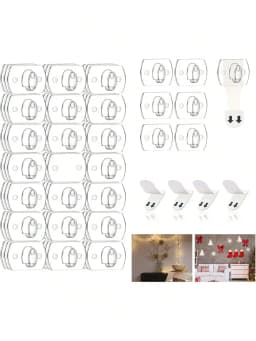 6/12/20/40pcs Mini Damage-Free Waterproof Wall Hooks for Home Hanging Christmas String Lights Garland Adhesive Decoration Clips