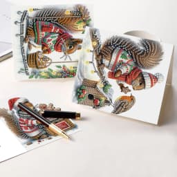 6Pcs Diamond Art Painting Greeting Card Kits,Christmas Squirrel Greeting Cards with Envelopes Diamond Art Craft Birthday Cards
