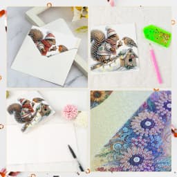 6Pcs Diamond Art Painting Greeting Card Kits,Christmas Squirrel Greeting Cards with Envelopes Diamond Art Craft Birthday Cards