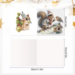 6Pcs Diamond Art Painting Greeting Card Kits,Christmas Squirrel Greeting Cards with Envelopes Diamond Art Craft Birthday Cards