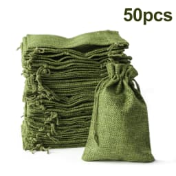 50PCS Christmas Red Green Drawstring Burlap Jute Gift Bags DIY Wedding Favor Gift For Packaging Candy Chocolate Jewery