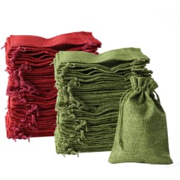 50PCS Christmas Red Green Drawstring Burlap Jute Gift Bags DIY Wedding Favor Gift For Packaging Candy Chocolate Jewery