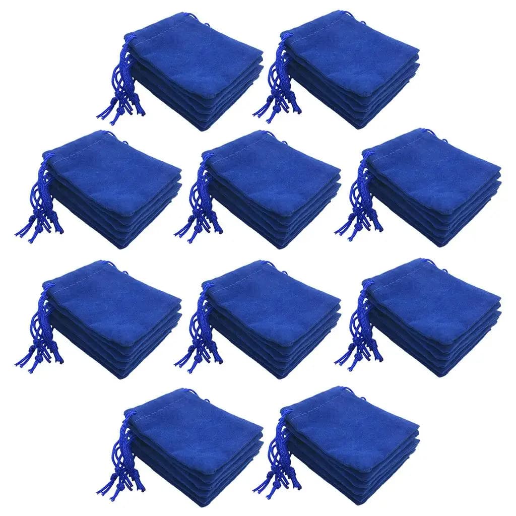 50 Pieces Blue Velvet Drawstring Jewelry Storage Pouch Gift Bags Candy Pouch Christmas Wedding Party Favor Wholesale 5x7cm