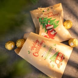 24Sets Merry Christmas Gift Bags Retro Santa Claus Fox Kraft Paper Bags with Stickers Xmas Party Favor Bags DIY Advent Calendar