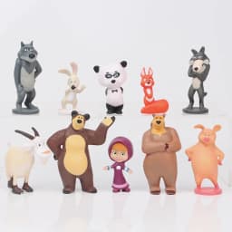 NEW 10Pieces Masha and the Bear Action Figure Anime Model Cartoon Toys anime figure For Friends gifts Christmas gift