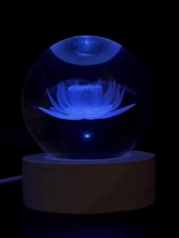1pc 3D Lotus Crystal Ball Color Laser Engraving Night Light, Holiday Gifts, for Friends, Colleagues, Wife, Parents, Christmas, V