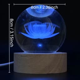 1pc 3D Lotus Crystal Ball Color Laser Engraving Night Light, Holiday Gifts, for Friends, Colleagues, Wife, Parents, Christmas, V